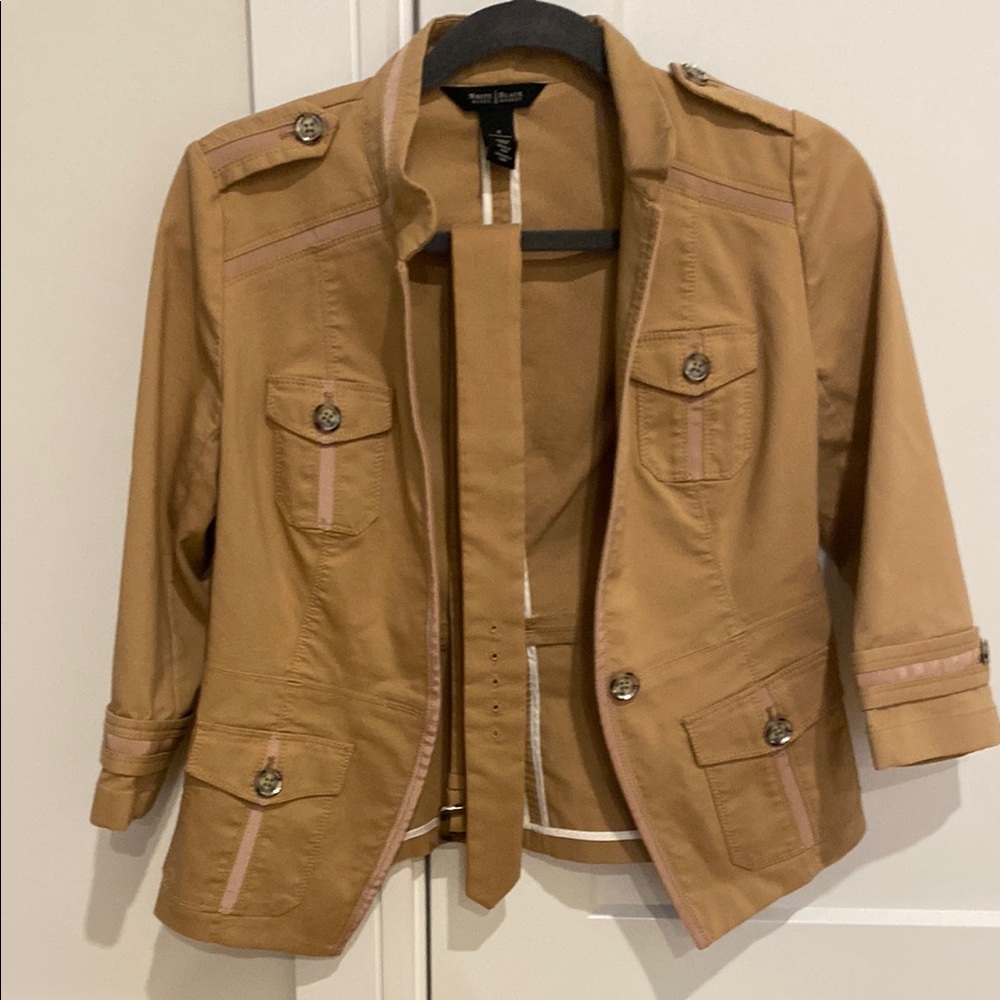 White House Black Market Brown Utility Jacket with Epaulettes